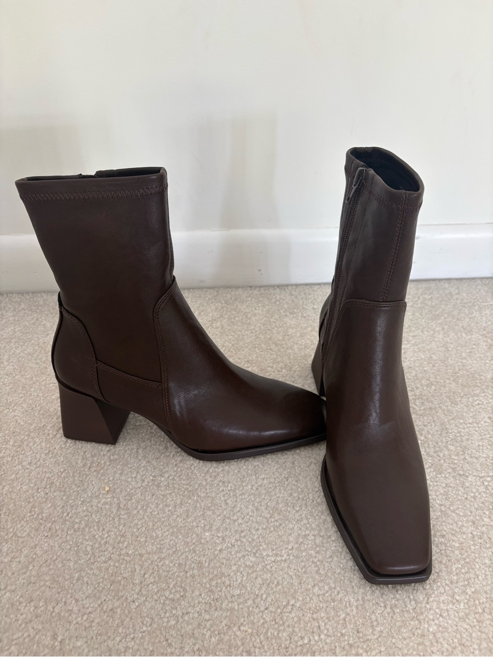 Steve Madden Brown Square-Toe Block Heel Boots